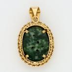 Hanger - 14 karaat Geel goud - Nefriet jade, Sieraden, Tassen en Uiterlijk, Antieke sieraden