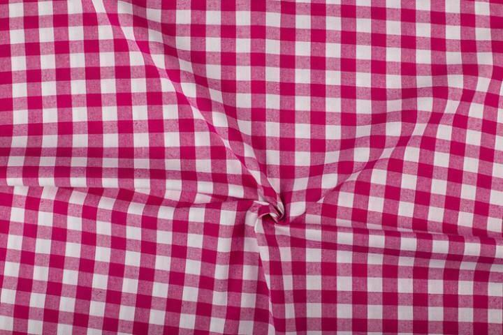 Brabants bont stof fuchsia wit geruit - 18mm geruit, Hobby en Vrije tijd, Stoffen en Lappen, 120 cm of meer, 200 cm of meer, Roze