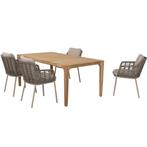 Puglia Liam dining tuinset 180x100xH75 cm 5 delig teak, Tuin en Terras, Ophalen of Verzenden, Nieuw