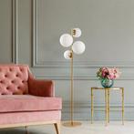 2dekans | Fulgor vloerlamp | metalen frame | glazen kap |, Huis en Inrichting, Lampen | Vloerlampen, Ophalen of Verzenden, Zo goed als nieuw