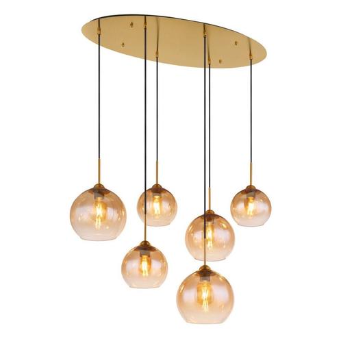 Hanglamp JAMESSA 97.5 cm 6-lichts Metaal Messing-Coloured, Huis en Inrichting, Lampen | Hanglampen, 75 cm of meer, Nieuw, Metaal