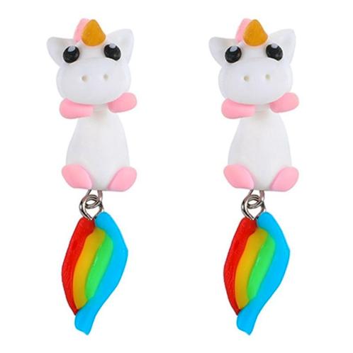 Fako Bijoux® - Oorbellen - Dansende Eenhoorn - Regenboog, Sieraden, Tassen en Uiterlijk, Oorbellen, Verzenden