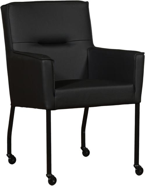 Zwarte leren moderne eetkamerstoel - Hermes Leer Nero (zwart, Huis en Inrichting, Stoelen, Eén, Overige kleuren, Nieuw, Leer, Ophalen of Verzenden