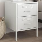 vidaXL Nachtkastje 36x39x50,5 cm staal wit, Minder dan 45 cm, Nieuw, Minder dan 55 cm, Verzenden
