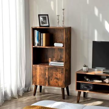 Rustieke 3-Level Boekenkast met Deuren - Vintage bruin beschikbaar voor biedingen