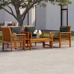 vidaXL 5-delige Loungeset met kussens massief acaciahout, Tuin en Terras, Tuinsets en Loungesets, Verzenden, Nieuw, Hardhout, Loungeset