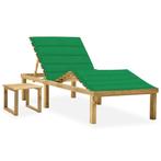 vidaXL Ligbed met tafeltje en kussen geïmpregneerd, Tuin en Terras, Verzenden, Nieuw
