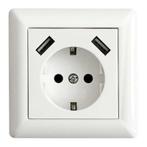 Ledmaxx Inbouw contactdoos zuiver wit met 2x USB 2800mA, Nieuw, Ophalen of Verzenden