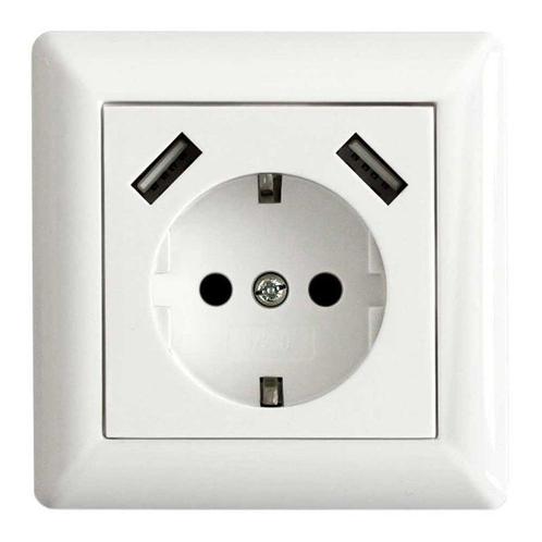 Ledmaxx Inbouw contactdoos zuiver wit met 2x USB 2800mA, Huis en Inrichting, Lampen | Overige, Nieuw, Ophalen of Verzenden