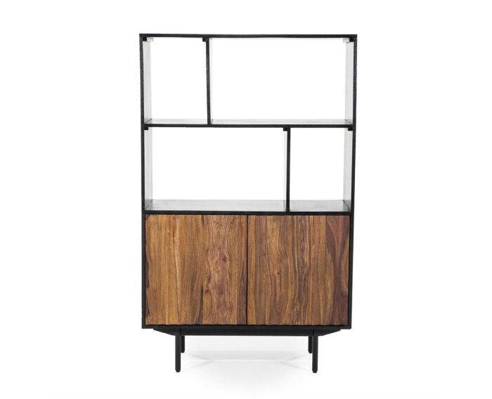 Boekenkast Alexander Sheesham halfhoog 94 cm - bruin |, Huis en Inrichting, Kasten | Boekenkasten, Nieuw, Ophalen of Verzenden