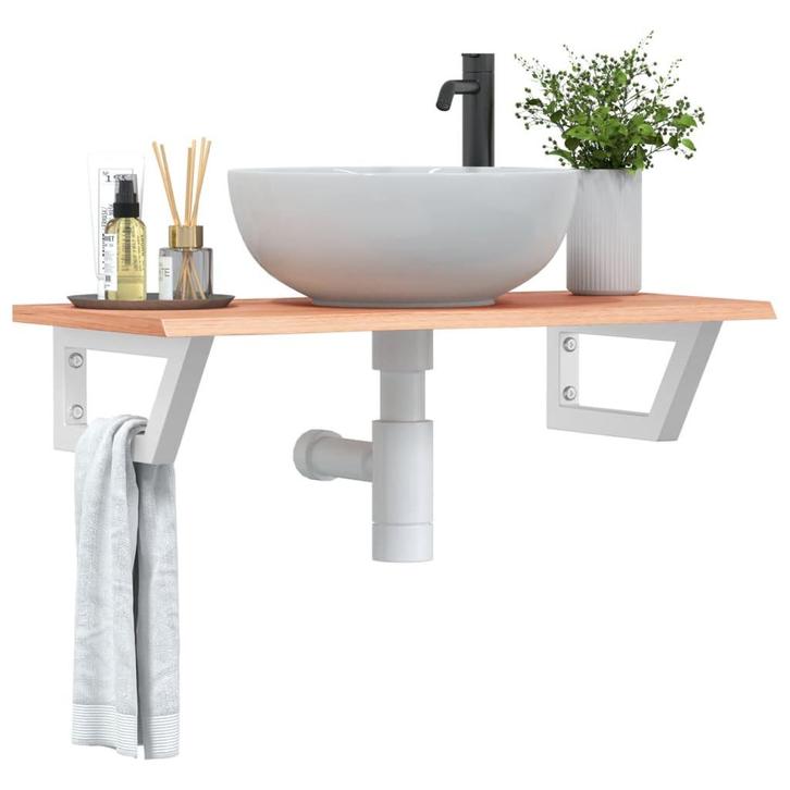 vidaXL Badkamer wandschap staal en massief eikenhout, Huis en Inrichting, Tafels | Kaptafels, Nieuw, Verzenden