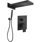 AKTIE: Luxe inbouw regendouche set mat zwart met muursteun, Doe-het-zelf en Verbouw, Ophalen of Verzenden, Nieuw, Rvs, Douche