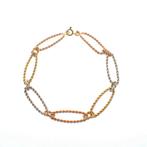 Tricolor gouden schakel armband | 21 cm (unieke armband), Goud, Gebruikt, Ophalen of Verzenden, Overige kleuren