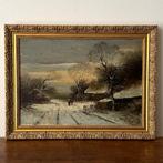 Nederlandse school (XX) - Winterlandschap met figuren