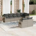 vidaXL 8-delige Loungeset met kussens poly rattan lichtgrijs, Verzenden, Nieuw, Rotan, Loungeset