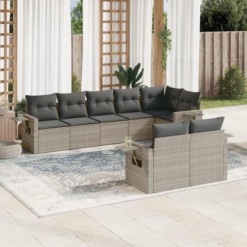 vidaXL 8-delige Loungeset met kussens poly rattan lichtgrijs, Tuin en Terras, Tuinsets en Loungesets, Loungeset, Nieuw, Rotan