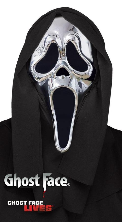 Officieel Scream Masker Zilver Chrome, Hobby en Vrije tijd, Feestartikelen, Feestartikel, Nieuw, Verzenden