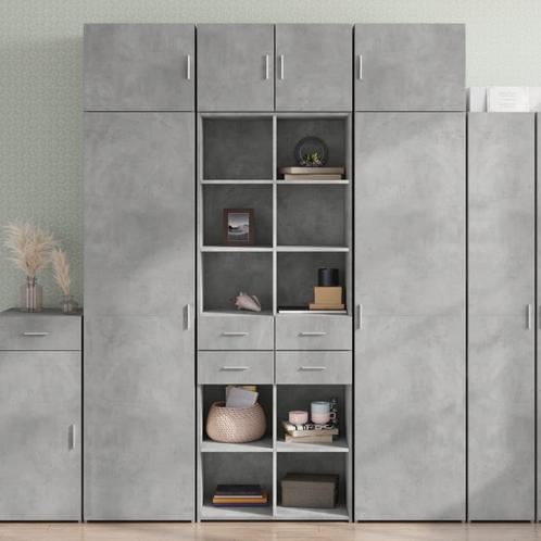 vidaXL buffetkast 70x42,5x185 cm bewerkt hout betongrijs, Huis en Inrichting, Kasten | Buffetkasten, 50 tot 75 cm, Nieuw, Overige houtsoorten