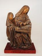 sculptuur, Mother Anna with her daugther Mary - 51 cm - Hout