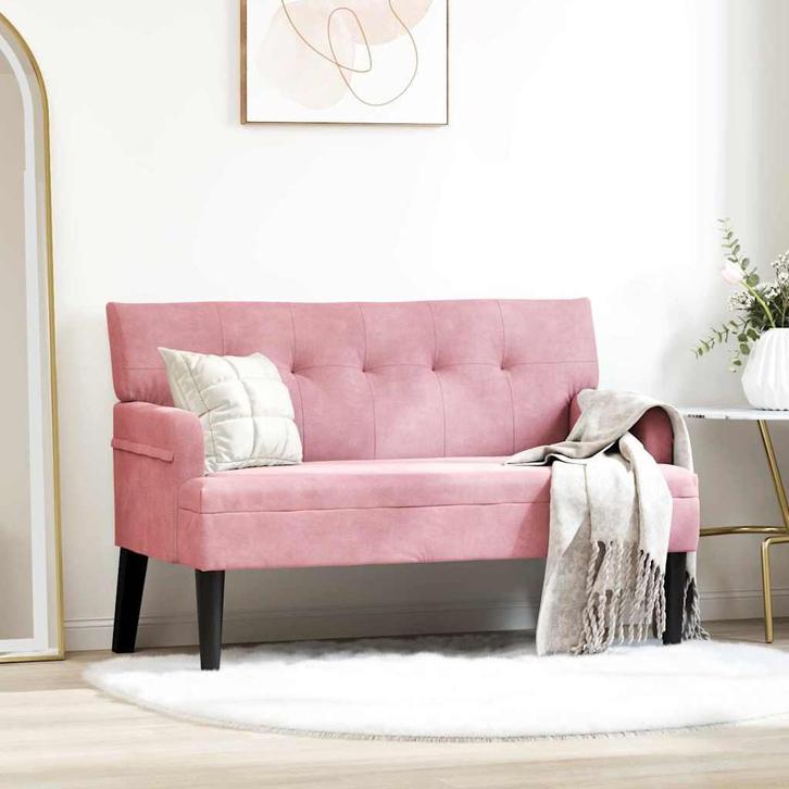 vidaXL Chesterfield Bank Roze 112 x 65,5 x 75 cm Fluweel, Huis en Inrichting, Banken | Bankstellen, Nieuw, Minder dan 150 cm, Stof