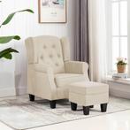 vidaXL Fauteuil met voetenbankje stof crèmekleurig, Huis en Inrichting, Fauteuils, Verzenden, Nieuw