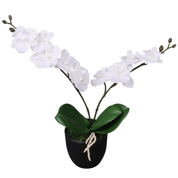 vidaXL Kunstplant orchidee met pot 30 cm wit, Huis en Inrichting, Woonaccessoires | Kunstplanten en Kunstbloemen, Nieuw, Verzenden