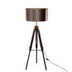 Vloerlamp messing tripod met velours kap bruin 50cm - Cortin, Nieuw, Overige materialen, Klassiek / Antiek, 150 tot 200 cm