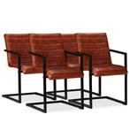 vidaXL Eetkamerstoelen 4 st echt leer bruin, Verzenden, Nieuw, Bruin
