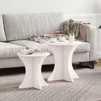 vidaXL Salontafel 2 pcs Wit 46 x 46 x 47 cm Massief, Huis en Inrichting, Tafels | Salontafels, Minder dan 50 cm, Verzenden, Rond