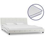vidaXL Bed met traagschuim matras kunstleer wit 160x200 cm, Overige materialen, Verzenden, Wit, 200 cm