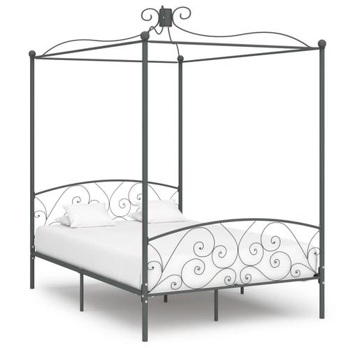 vidaXL Hemelbedframe metaal grijs 140x200 cm, Huis en Inrichting, Slaapkamer | Bedden, 140 cm, 200 cm, Grijs, Tweepersoons, Nieuw
