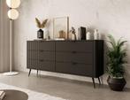 Meubella Ladekast zwart dressoir 163 cm, Huis en Inrichting, Kasten | Ladekasten, Verzenden, 150 tot 200 cm, Nieuw, Modern