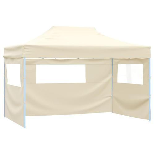 vidaXL Vouwtent met 3 wanden 3x4,5 m crème, Tuin en Terras, Partytenten, Nieuw, Verzenden