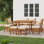 vidaXL 9-delige Tuinset met kussens massief acaciahout, Verzenden, Nieuw, Hardhout, Tuinset