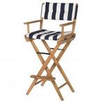 Teak regisseursstoel I hoog navy/wit ongeolied, Watersport en Boten, Verzenden, Nieuw