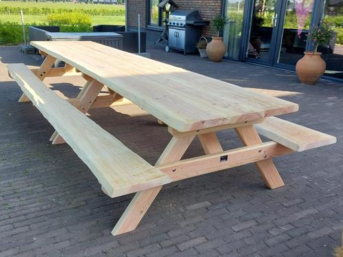 Robuuste Douglas picknicktafel/ picknickbank 50mm, Tuin en Terras, Tuinsets en Loungesets, Bank, Meer dan 8 zitplaatsen, Nieuw