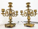 Paire de Chandeliers 3 Feux en Bronz - Kaarsenhouder (2) -, Antiek en Kunst