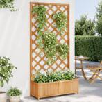 vidaXL Plantenbak met latwerk massief vurenhout bruin, Tuin en Terras, Bloembakken en Plantenbakken, Verzenden, Nieuw, Hout