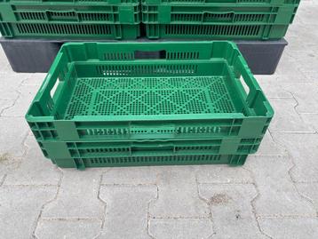 Groene Kipkrat 600x400x140 mm – Gebruikt en Nestbaar beschikbaar voor biedingen