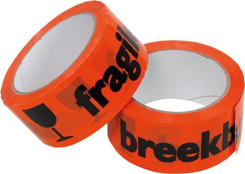 Breekbaar / fragile tape 48mm x 66m oranje (1 rol), Zakelijke goederen, Kantoor en Winkelinrichting | Kantoorartikelen, Verzenden