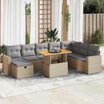 vidaXL 9-delige Loungeset met kussens poly rattan acacia, Tuin en Terras, Tuinsets en Loungesets, Verzenden, Nieuw, Rotan, Loungeset