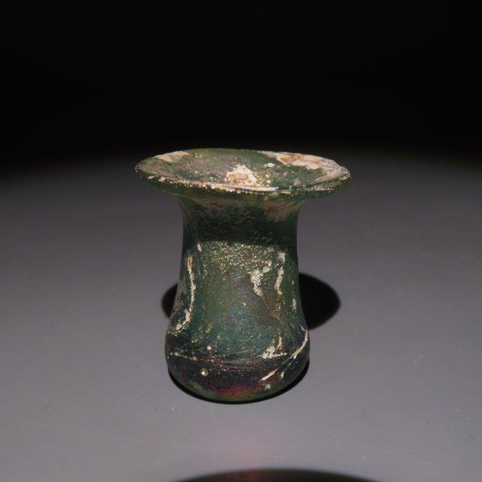 Oud-Romeins Glas Flask. 3e eeuw na Christus. Hoogte 3,5 cm., Verzamelen, Mineralen en Fossielen