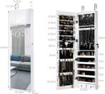 Sieradenkast met spiegel - Passpiegel - Spiegelkast - Wit -, Verzenden, Zo goed als nieuw