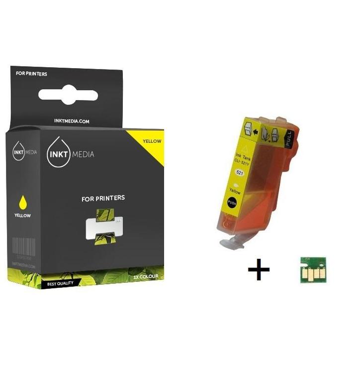 Geschikt Canon CLI-521Y  inktcartridge Geel MET CHIP, Computers en Software, Printerbenodigdheden, Cartridge, Nieuw