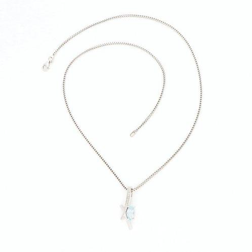 Halsketting - 18 karaat Witgoud Aquamarijn - Diamant, Sieraden, Tassen en Uiterlijk, Kettingen