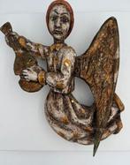 Beeld, Engel met luit - 30 cm - Hout, Antiek en Kunst