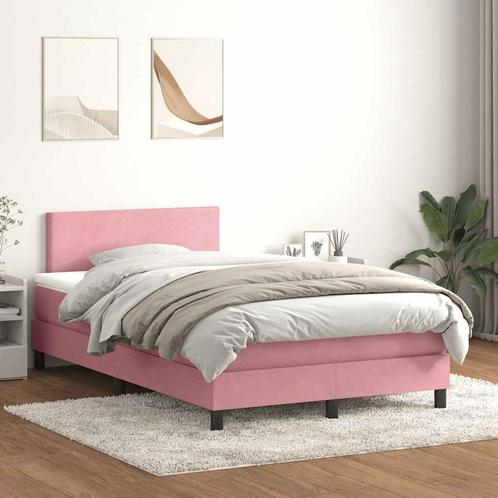 vidaXL Boxspring met matras fluweel roze 120x210 cm, Huis en Inrichting, Slaapkamer | Bedden, Nieuw, Stof, Verzenden