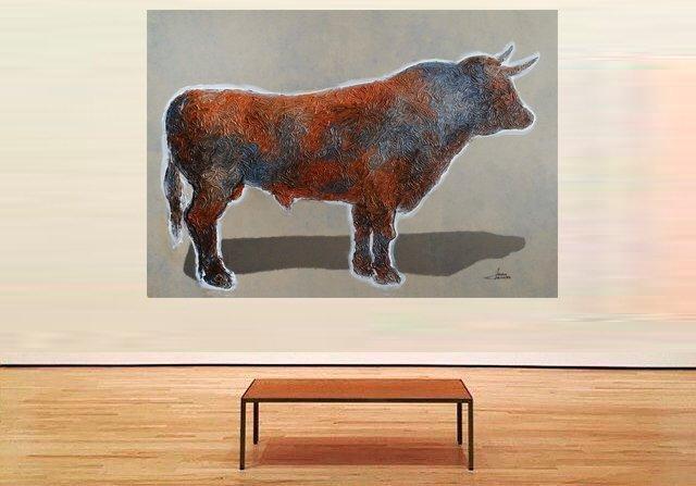 Juan Chamizo,(Juan Moreno Chamizo) - El toro que veo, XXL, Antiek en Kunst, Kunst | Schilderijen | Modern
