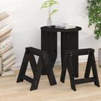 vidaXL Krukken 2 st 40x40x45 cm massief grenenhout zwart, Huis en Inrichting, Stoelen, Verzenden, Nieuw, Zwart
