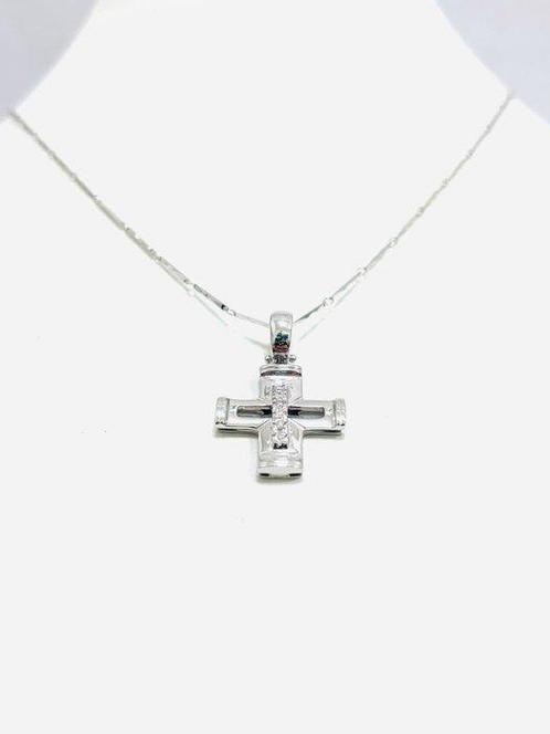 Ketting met hanger - 18 karaat Witgoud - 0.25ct. tw. Diamant, Sieraden, Tassen en Uiterlijk, Antieke sieraden